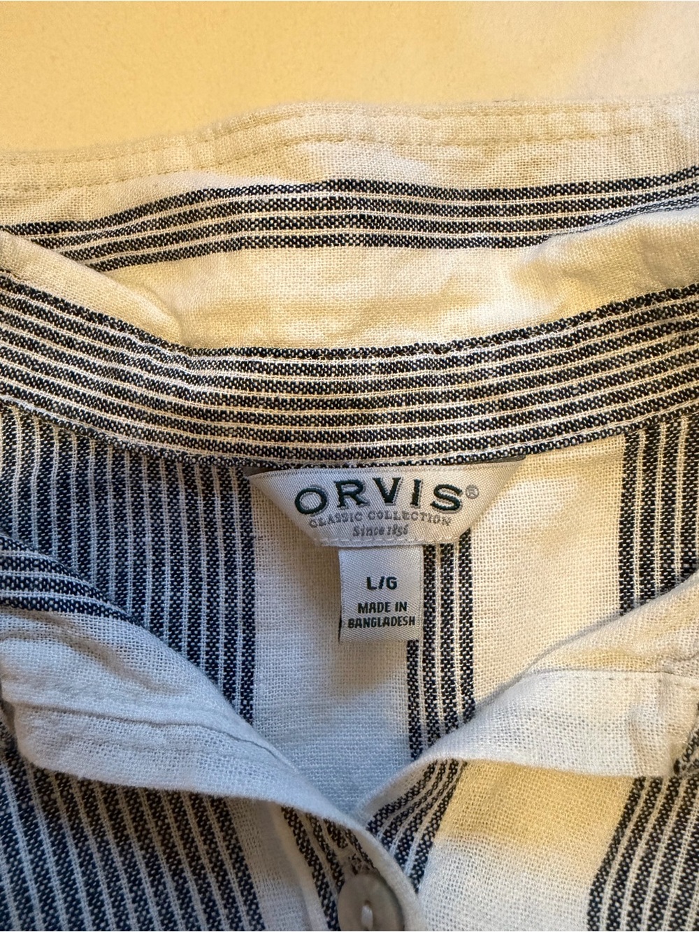 Orvis Vertical Stripe Button-Down Shirt in White and Blue-Gray - Picture 2 of 3